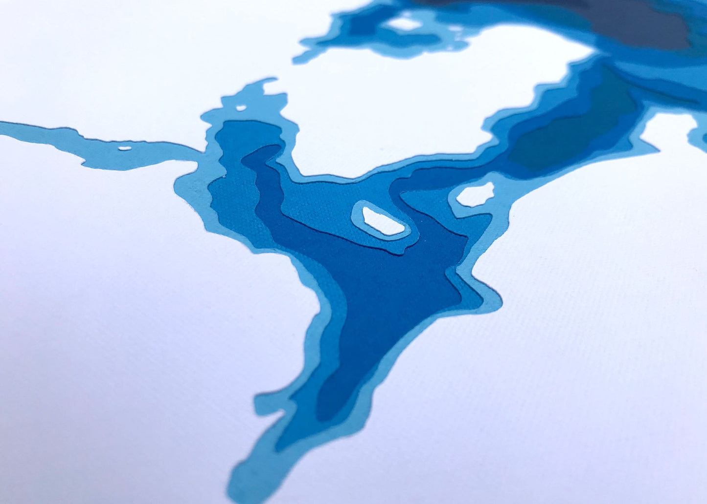 12"x18" Silver Lake, Greater Sudbury Ontario, Papercut Bathymetric Map, 12x18, Sudbury