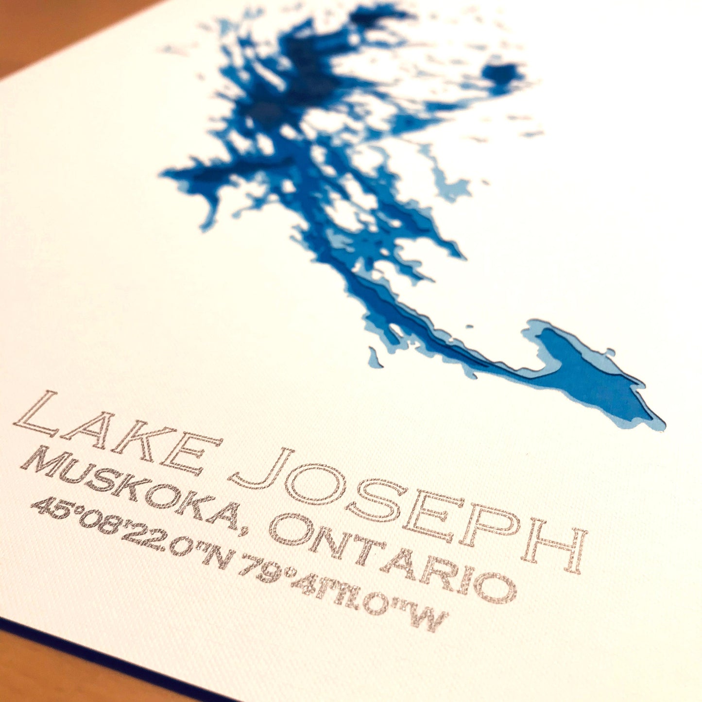 12"x18" Lake Joseph, Muskoka Ontario, Papercut Bathymetric Map, 12x18