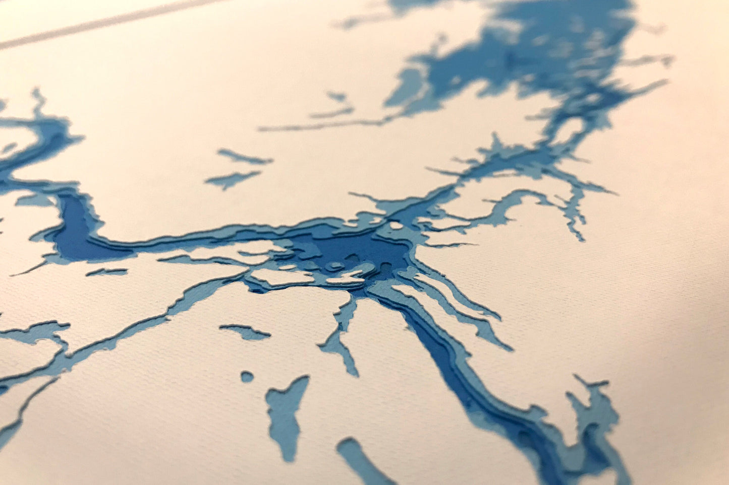 12"x24" West Arm, Lake Nipissing , French River, Ontario, Papercut Bathymetric Map, 12x24