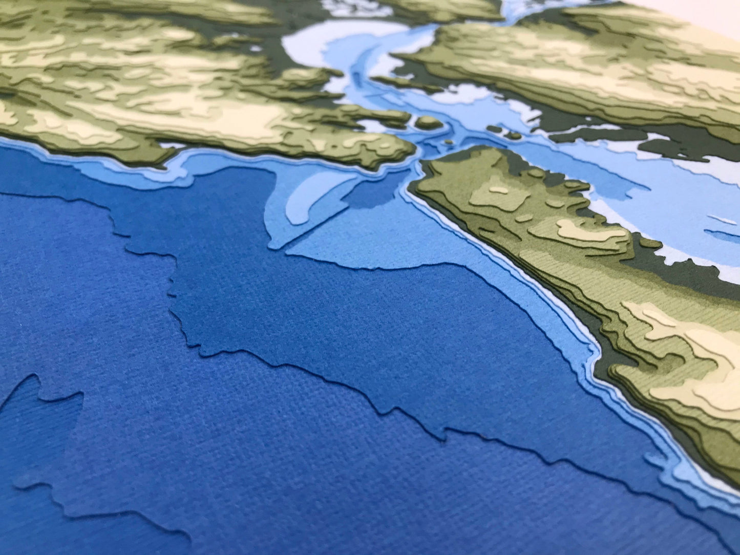 11"x17" San Francisco Bay, Papercut Topographic Map, 11x17