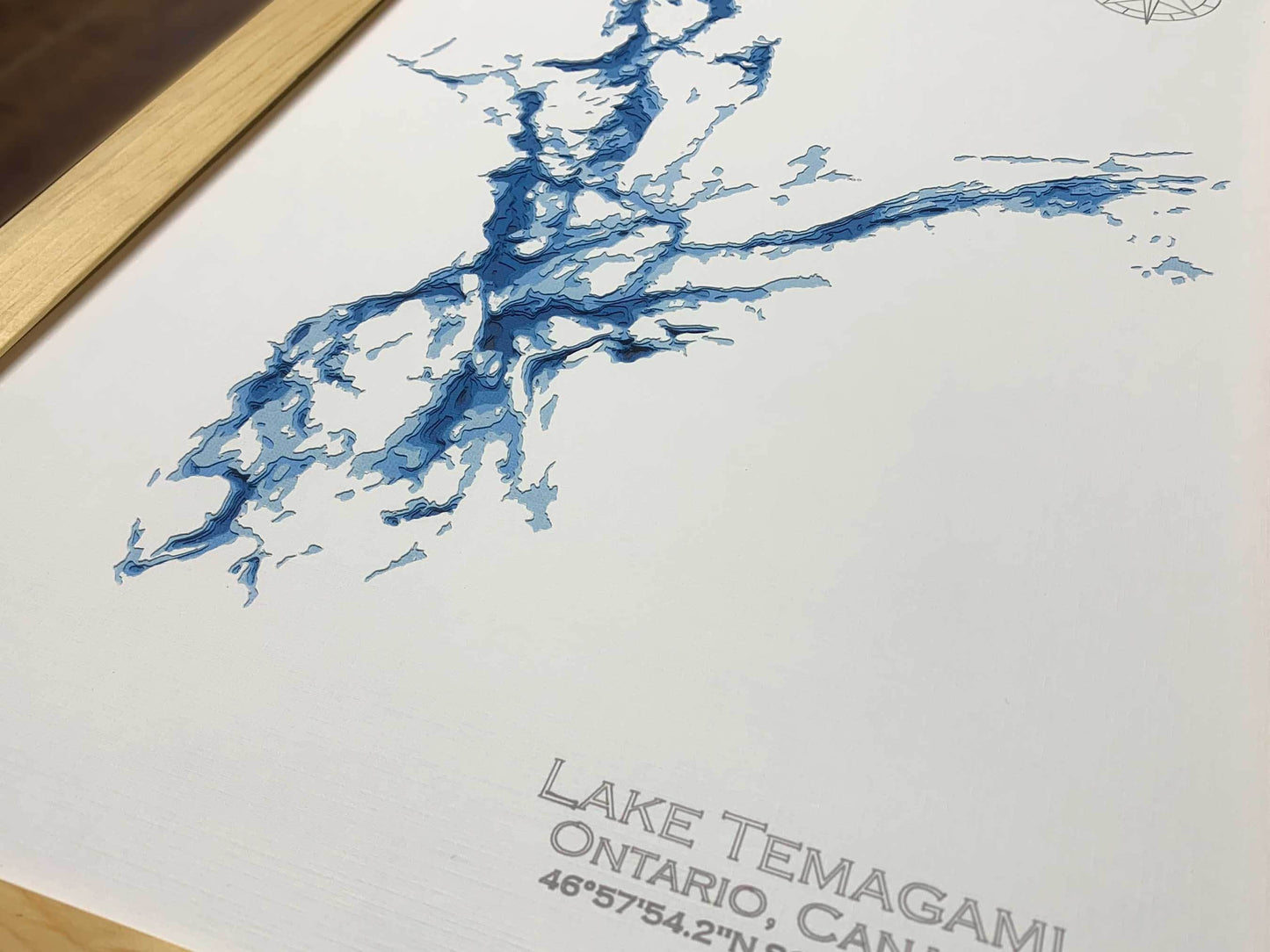 12"x18" Lake Temagami, Canada, Papercut Bathymetric Map, 12x18 Wall Art | Poster | Print | Map Art | Cabin Wall Decor