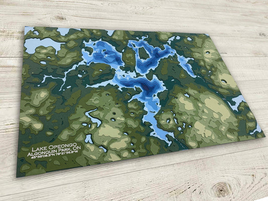 12"x18" Lake Opeongo , Algonquin Provincial Park, Ontario, Papercut Topographic and Bathymetric Map, 12x18