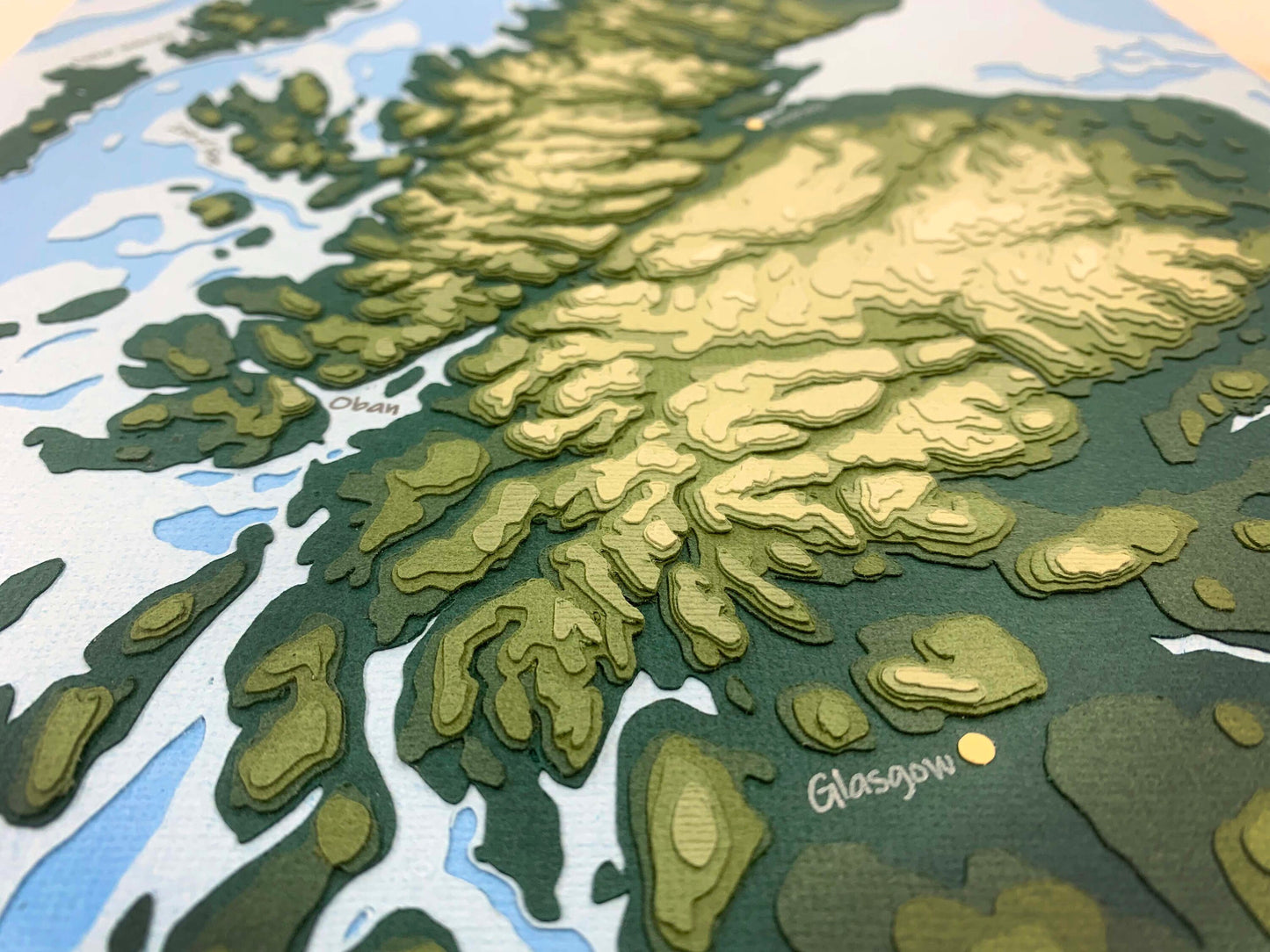 11"x17" Map of Scotland , Souvenir of Scotland, Papercut Topographic and Bathymetric Map, 11x17 | Wall Art | Poster | Print | Map Art