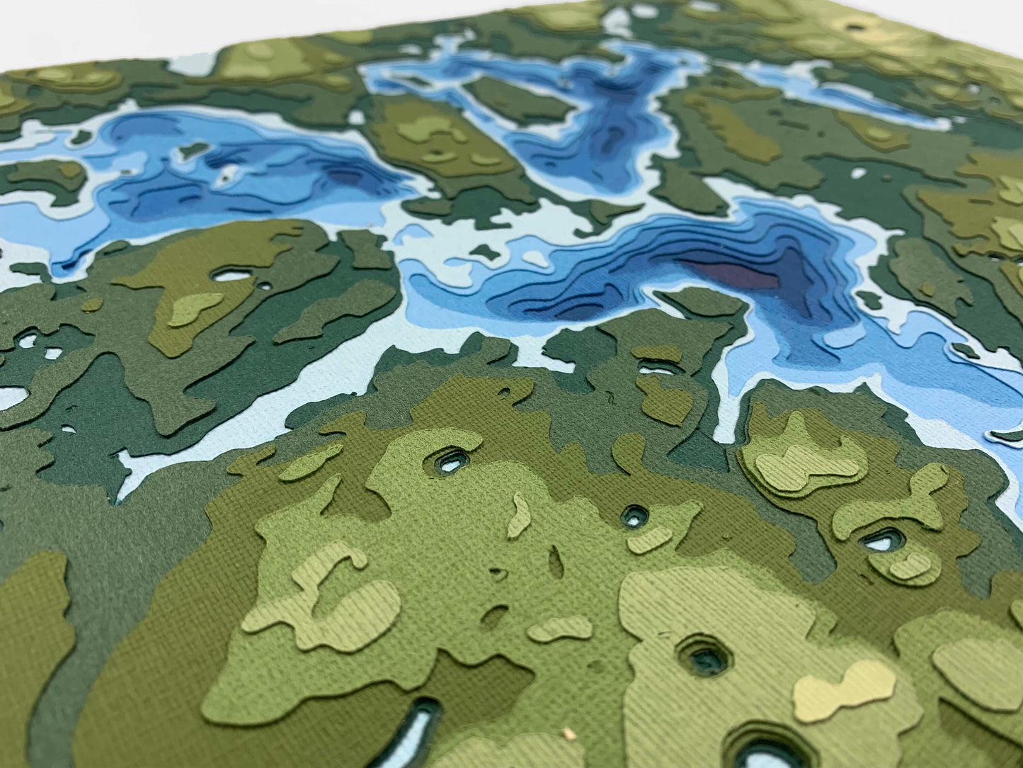 12"x18" Lake Opeongo , Algonquin Provincial Park, Ontario, Papercut Topographic and Bathymetric Map, 12x18