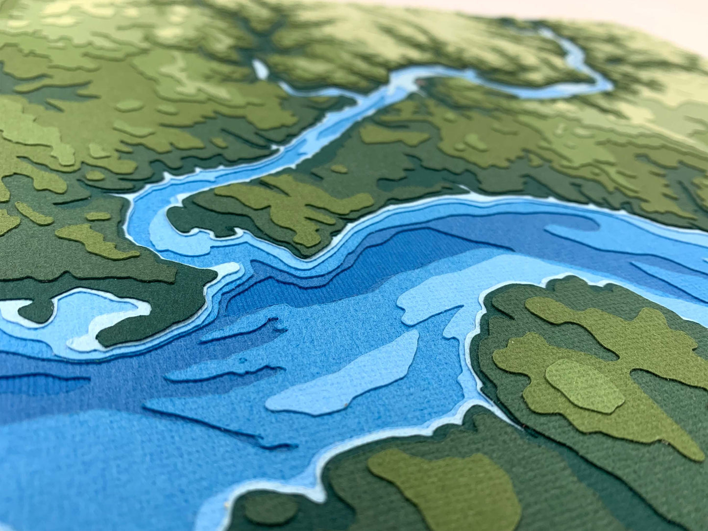 11"x17" Elk River, Alabama, Tennessee River | Papercut Topographic and Bathymetric Map, 11x17 | Wall Art | Poster | Print | Map Art