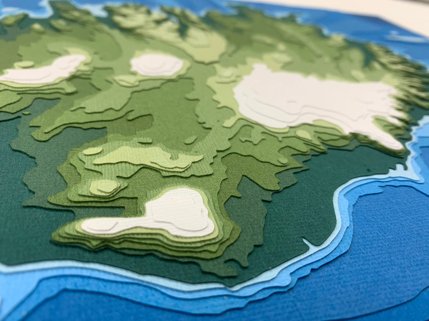 11"x17" Iceland | Papercut Topographic and Bathymetric Map, 11x17