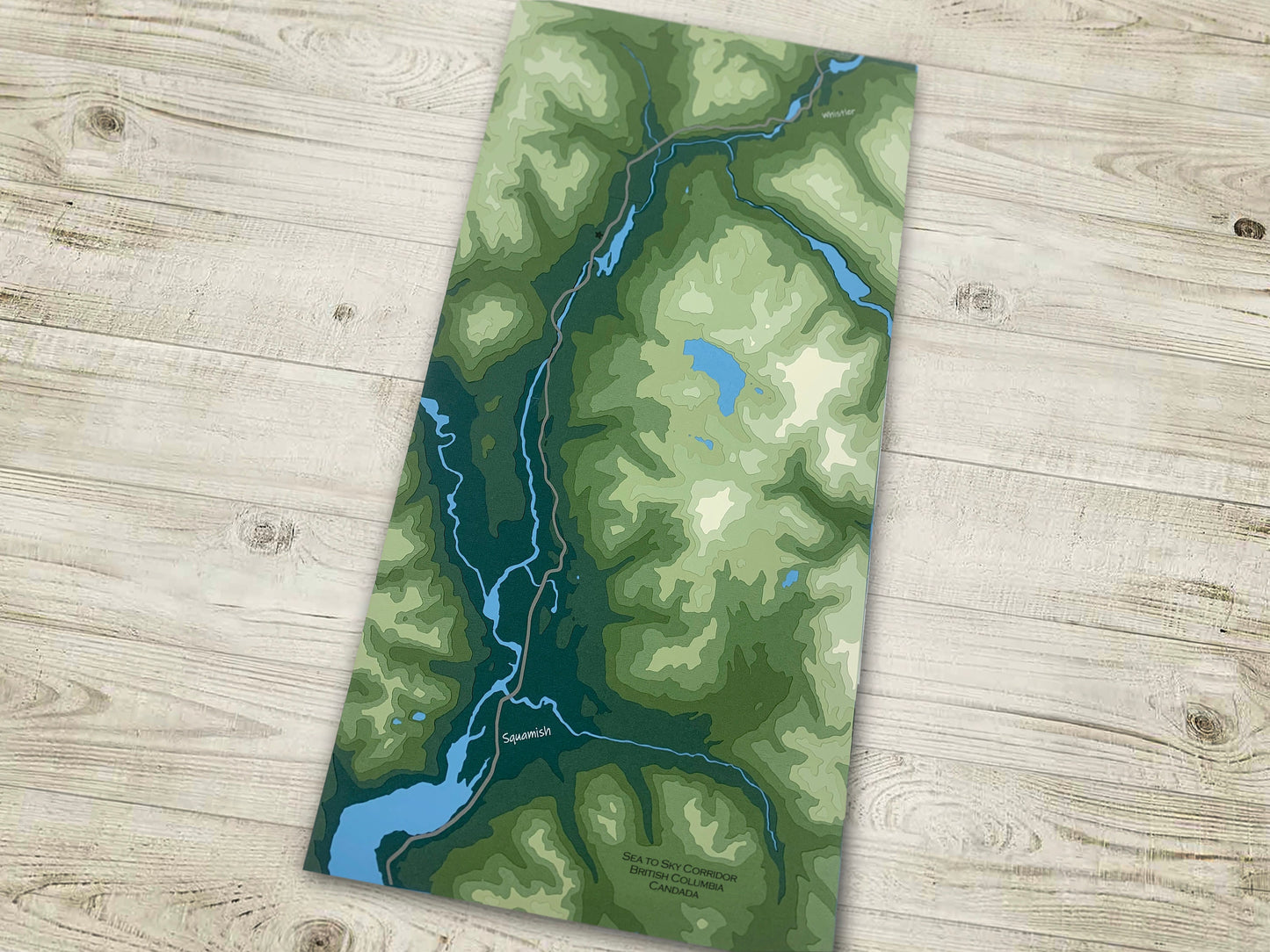 11"x22" Sea to Sky Corridor | Whistler to Squamish, British Columbia Papercut Topographic Map, 11x22