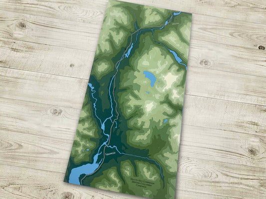 11"x22" Sea to Sky Corridor | Whistler to Squamish, British Columbia Papercut Topographic Map, 11x22