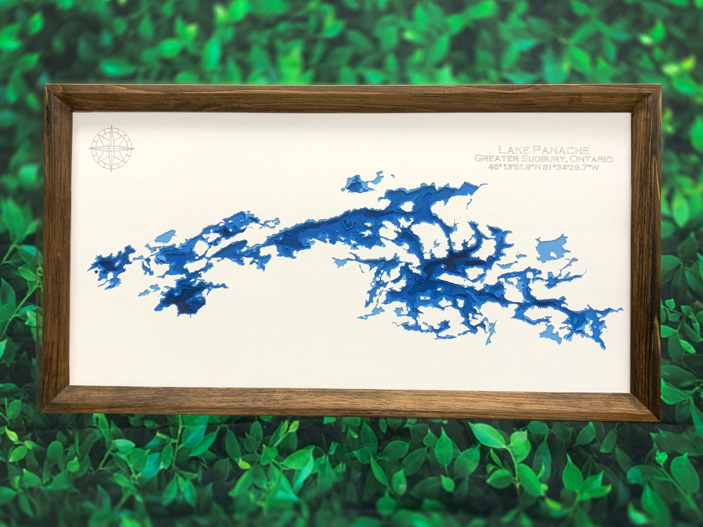 12"x24" Lake Panache [Penage] , Greater Sudbury, Ontario, Papercut Bathymetric Map, 12x24 | Wall Art | Poster | Print | Map Art | Cabin Wall