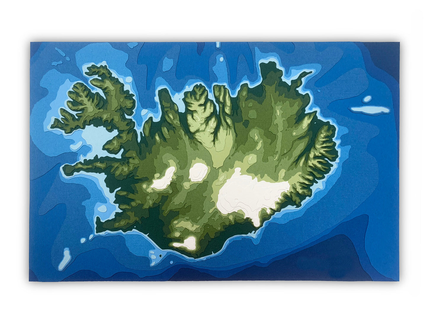 11"x17" Iceland | Papercut Topographic and Bathymetric Map, 11x17