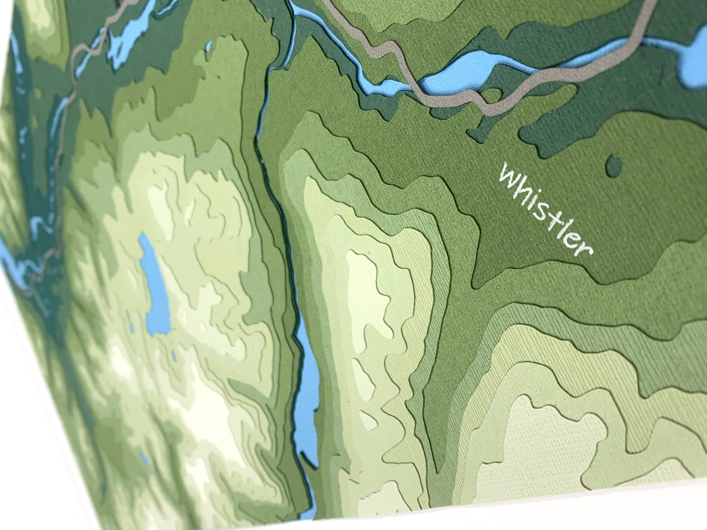 11"x22" Sea to Sky Corridor | Whistler to Squamish, British Columbia Papercut Topographic Map, 11x22