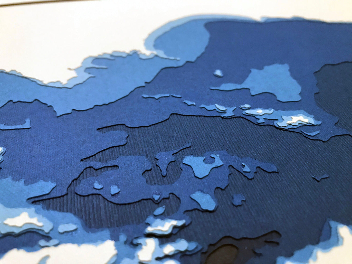 12"x24" Lake Nipissing , North Bay, Ontario, Papercut Bathymetric Map, 12x24