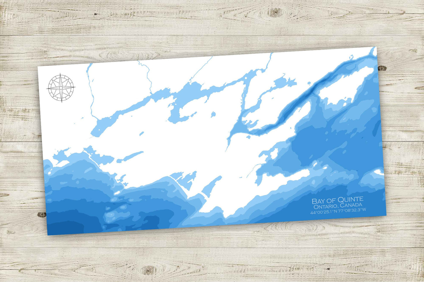 12"x24" Bay of Quinte, Ontario, Canada Papercut Bathymetric Map, 12x24