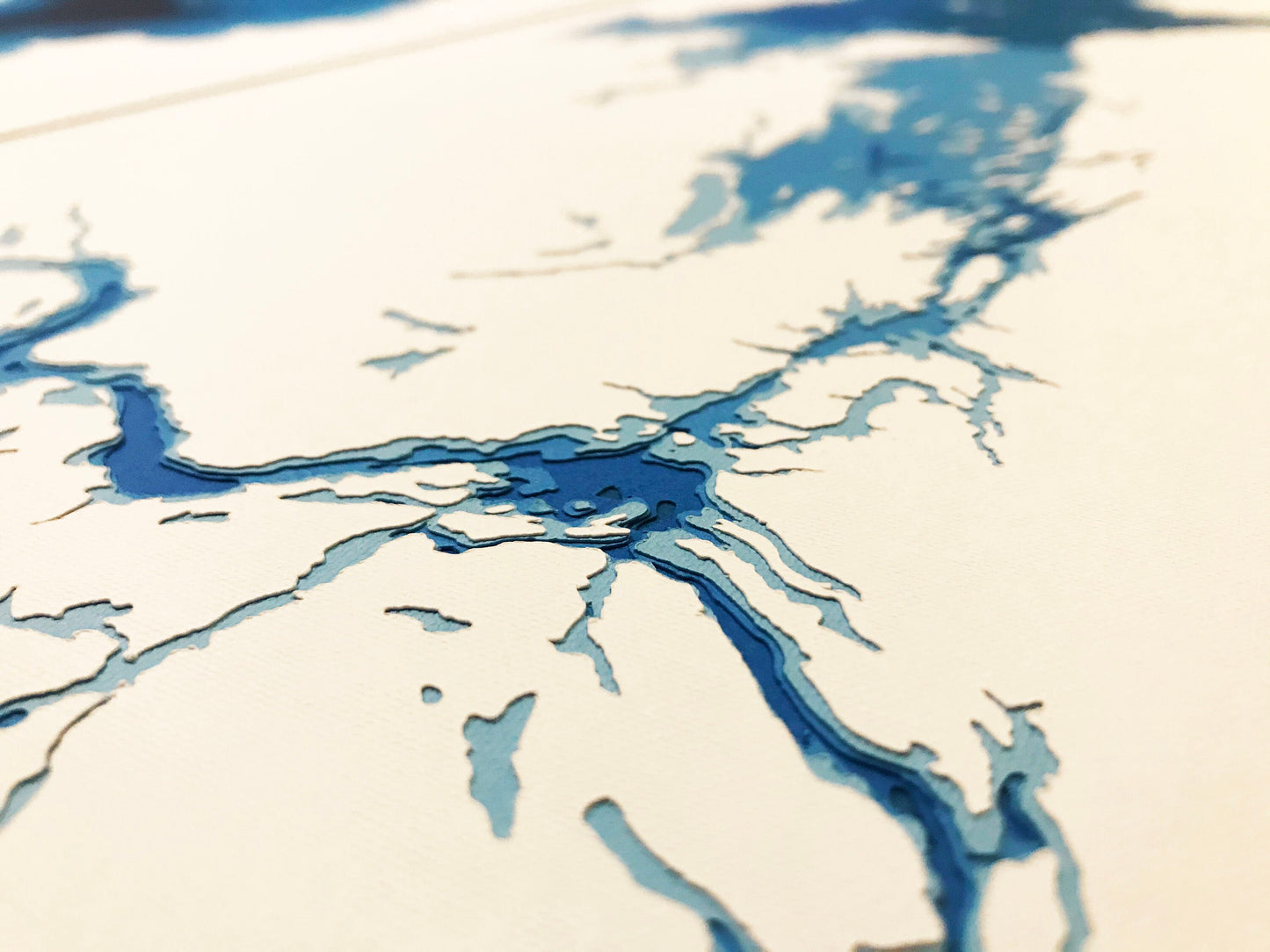 12"x24" Lake Nipissing , North Bay, Ontario, Papercut Bathymetric Map, 12x24