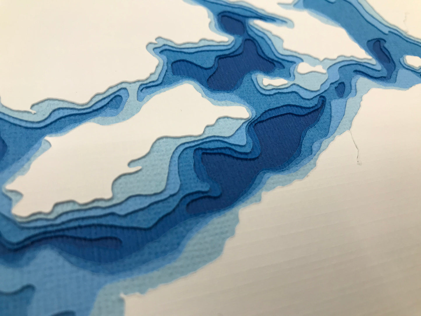 12"x18" Lake of Bays, Dwight Ontario, Papercut Bathymetric Map, 12x18