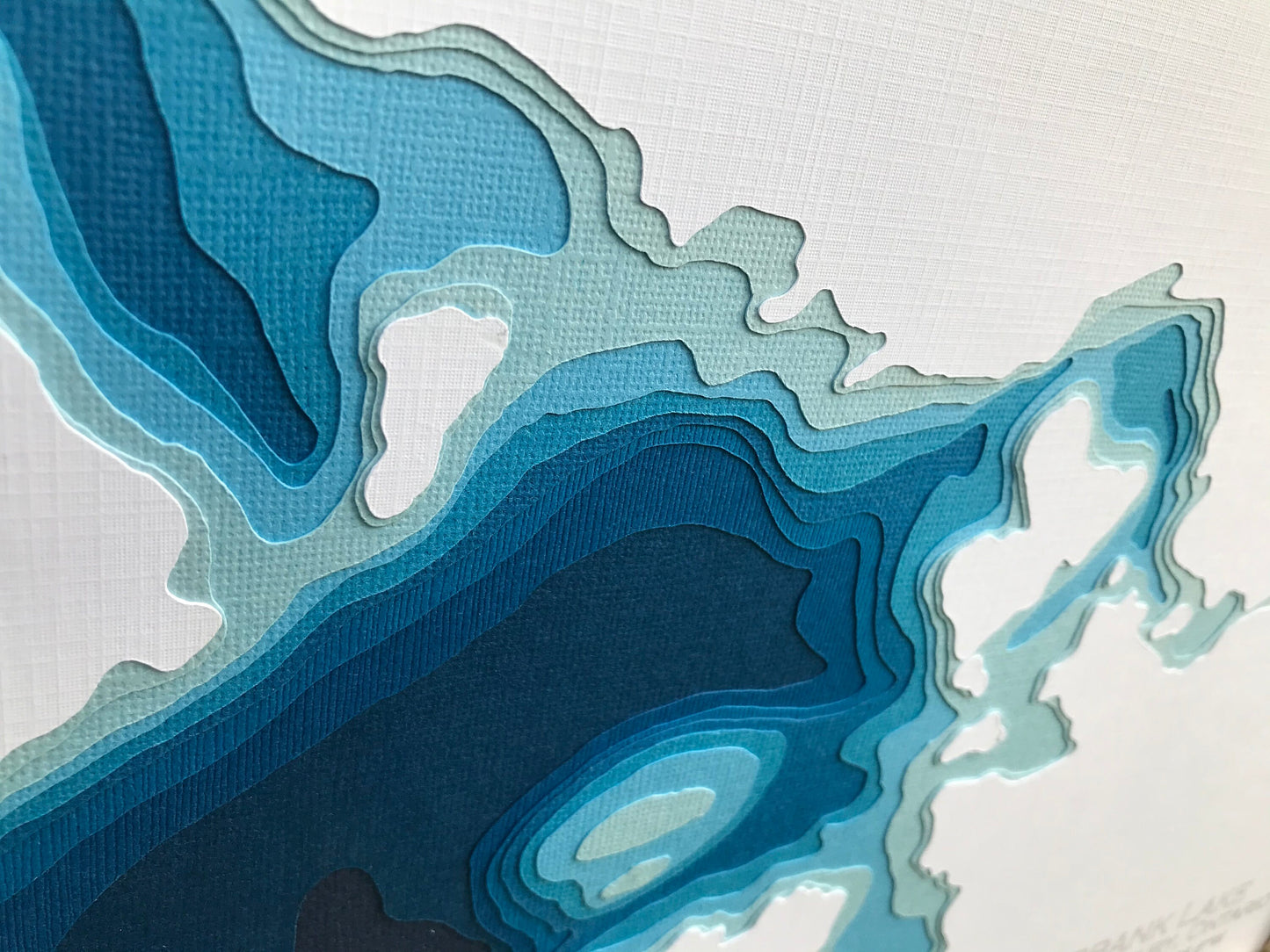 12"x18" Fairbank Lake, Greater Sudbury Ontario, Papercut Bathymetric Map, 12x18