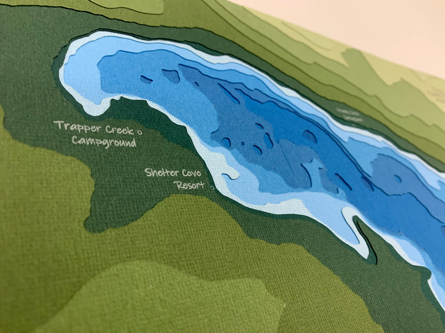 11"x17" Odell Lake | Klamath County, Oregon | Papercut Topographic and Bathymetric Map, 11x17