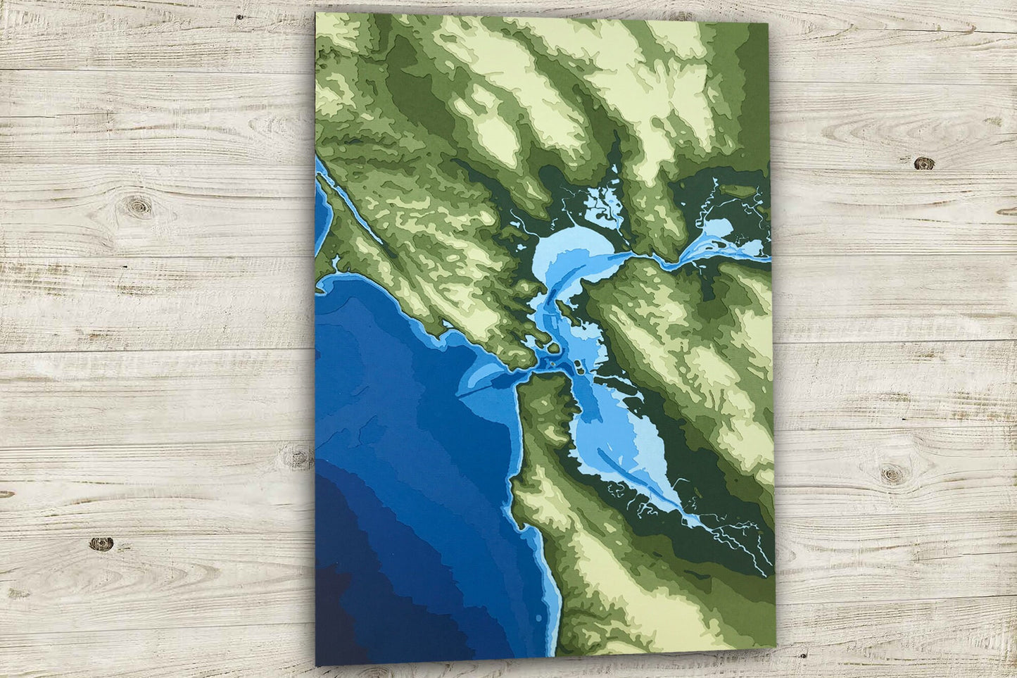 11"x17" San Francisco Bay, Papercut Topographic Map, 11x17