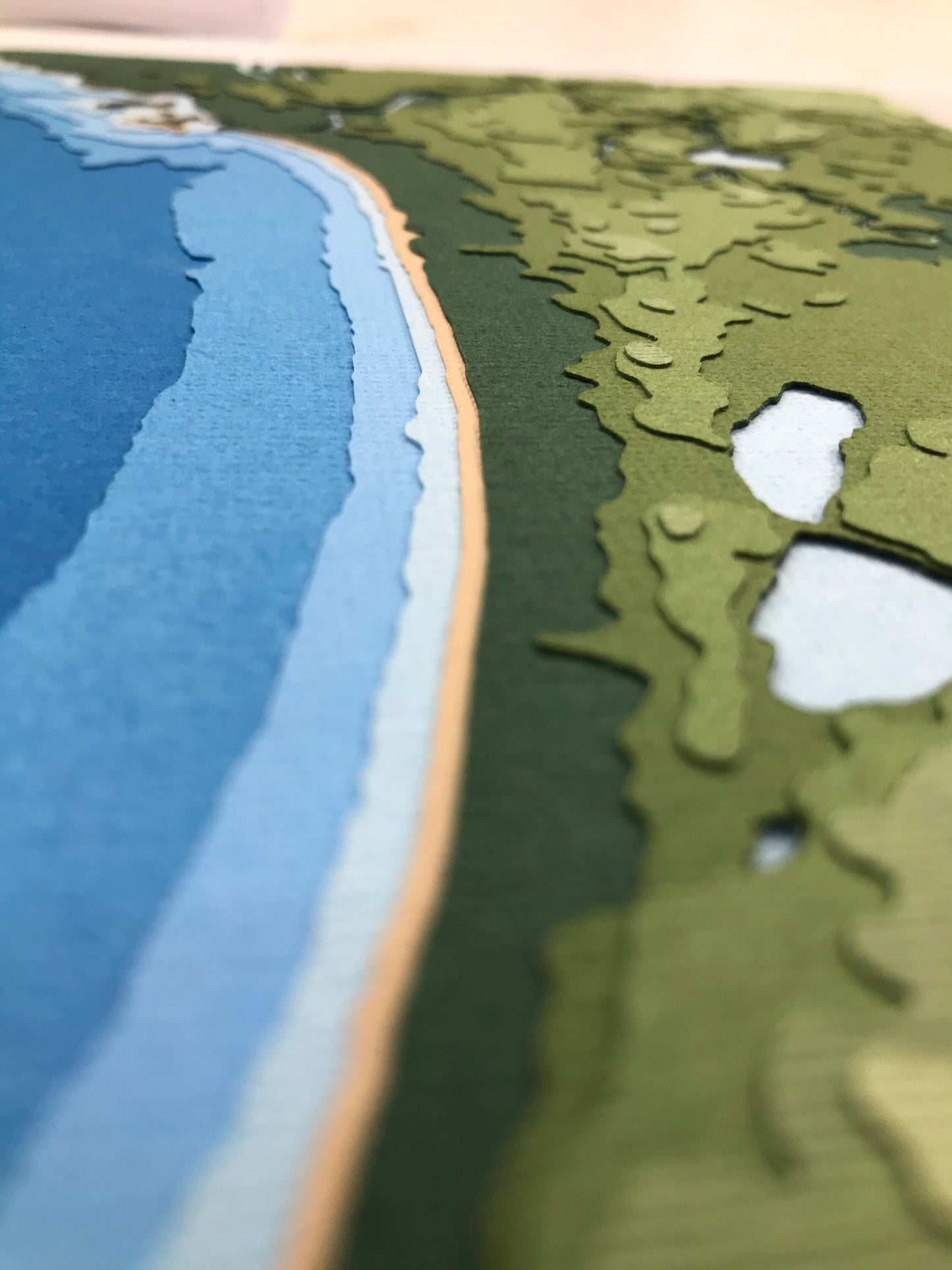 11"x17" Sauble Beach Lake Huron | Papercut Topographic and Bathymetric Map, 11x17