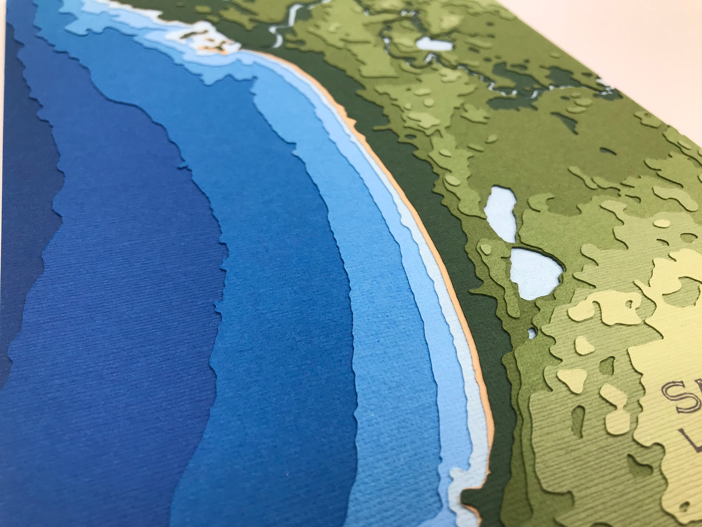 11"x17" Sauble Beach Lake Huron | Papercut Topographic and Bathymetric Map, 11x17