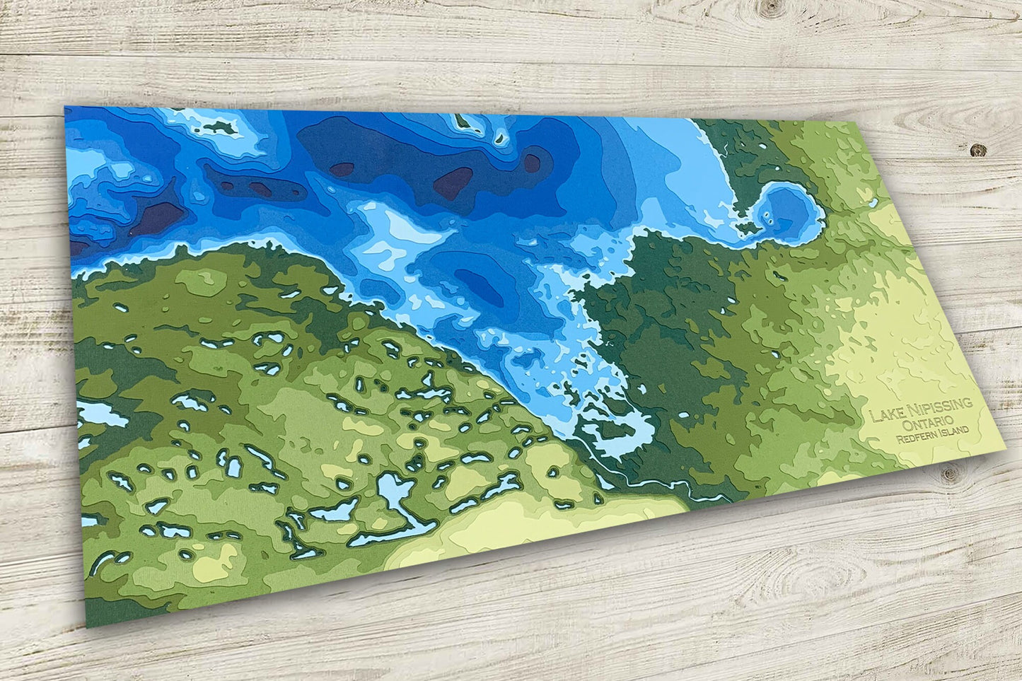 11"x22" Lake Nipissing | Papercut Topographic and Bathymetric Map, 11x22