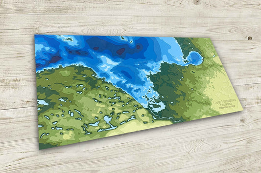 11"x22" Lake Nipissing | Papercut Topographic and Bathymetric Map, 11x22