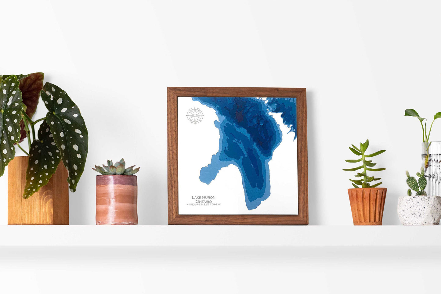 12"x12" Lake Huron, Ontario, Papercut Bathymetric Map, 12x18,Great Lakes | Wall Art | Poster | Print | Map Art | Cabin Wall Decor