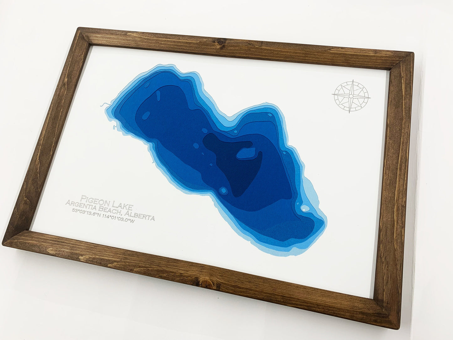 12"x18" Pigeon Lake, Itaska Beach Alberta, Papercut Bathymetric Map, 12x18