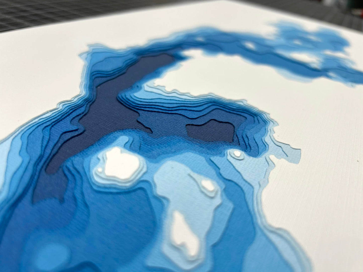 12"x18" Ramsey Lake Sudbury Ontario, Papercut Bathymetric Map, 12x18